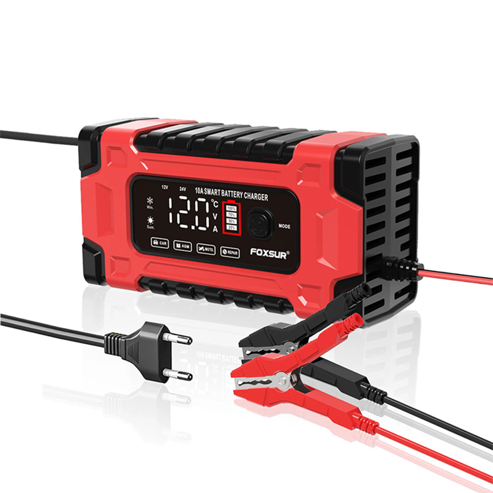 12V 24V 10A large screen display smart repair car Motorcycle charger