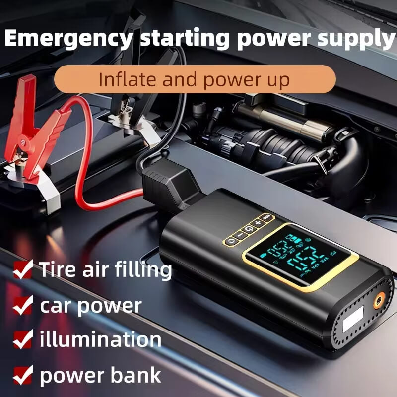 4 in 1 Car Emergency Jump Starter Power Bank 6000/8000mAh Portable 12V Car Battery Jump Starter Air Pump LED Lighting Mobile Power Bank
