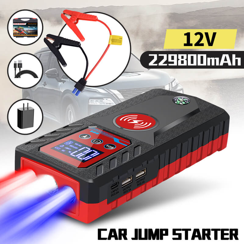Car Portable Jump Starter 12V High-power Automobile Multi-function Emergency Starting Power Supply LED Lighting Mobile Power Supply