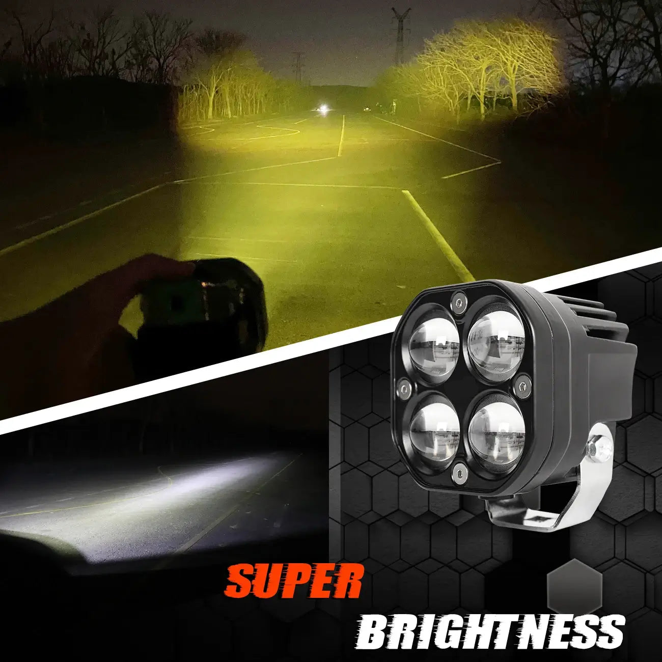 3" 20W 4 LED A Pair Car Work Spotlight White Light Yellow Light Light Suitable for 12V 24V Car Off-road Vehicle Truck ATV