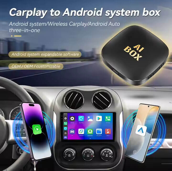 Car Android 13 AI Box Wireless CarPlay Android Auto Mini Car AI Box Plug and Play Converts Wired To Wireless 5G WIFI Bluetooth-compatible