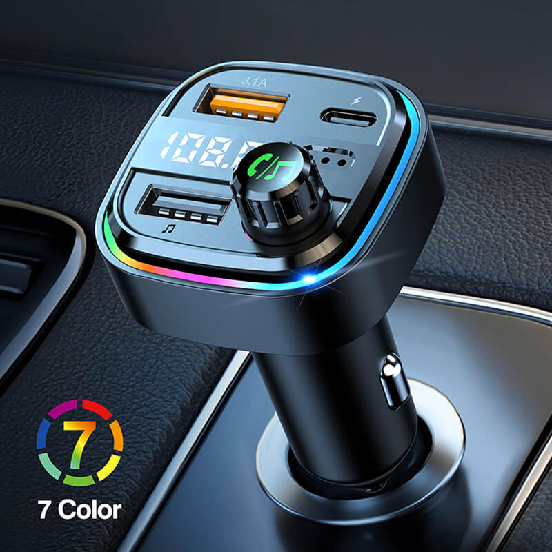 Car Bluetooth-compatible 5.0 FM Transmitter Handsfree Car Radio Modulator MP3 Player USB Super Quick Charge Adapter