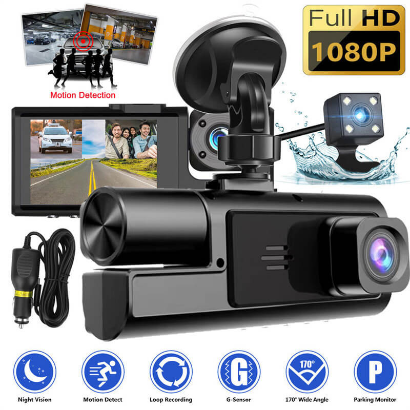 3  Lens Camera Dash Cam 1080P Starlight Night Vision Wifi Mobile Phone Interconnection