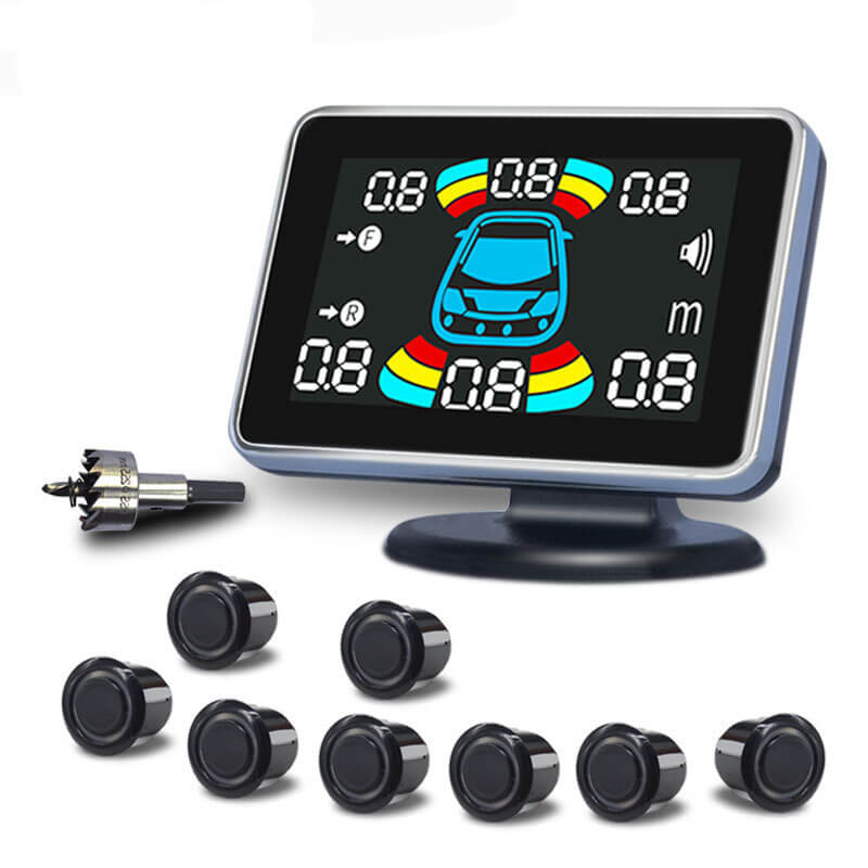 Front And Rear 8 Probe LCD Display Reversing Radar Sensor Parking Assistance Alarm System