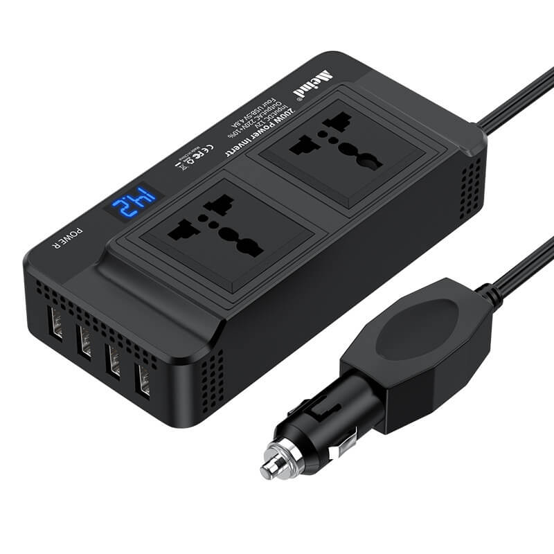 200W Car Inverter 12V/24V To 220V Power Converter Universal Standard Socket Car Inverter USB QC3.0 Fast Charging Ports