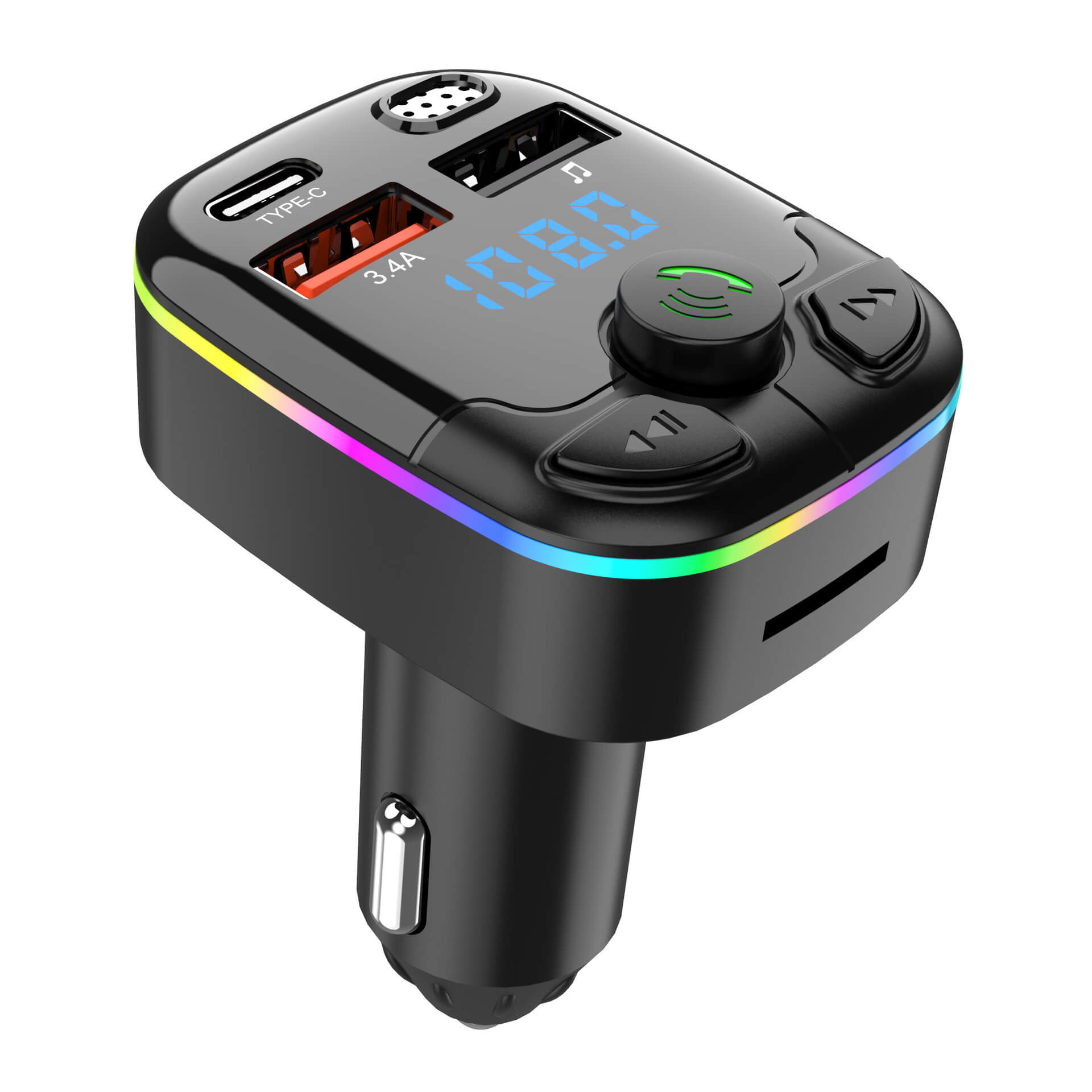 USB C Bluetooth Adapter for Car AUX Wireless FM Radio Transmitter Handsfree Calling & Audio Receiver MP3 Music Player Fast Charging