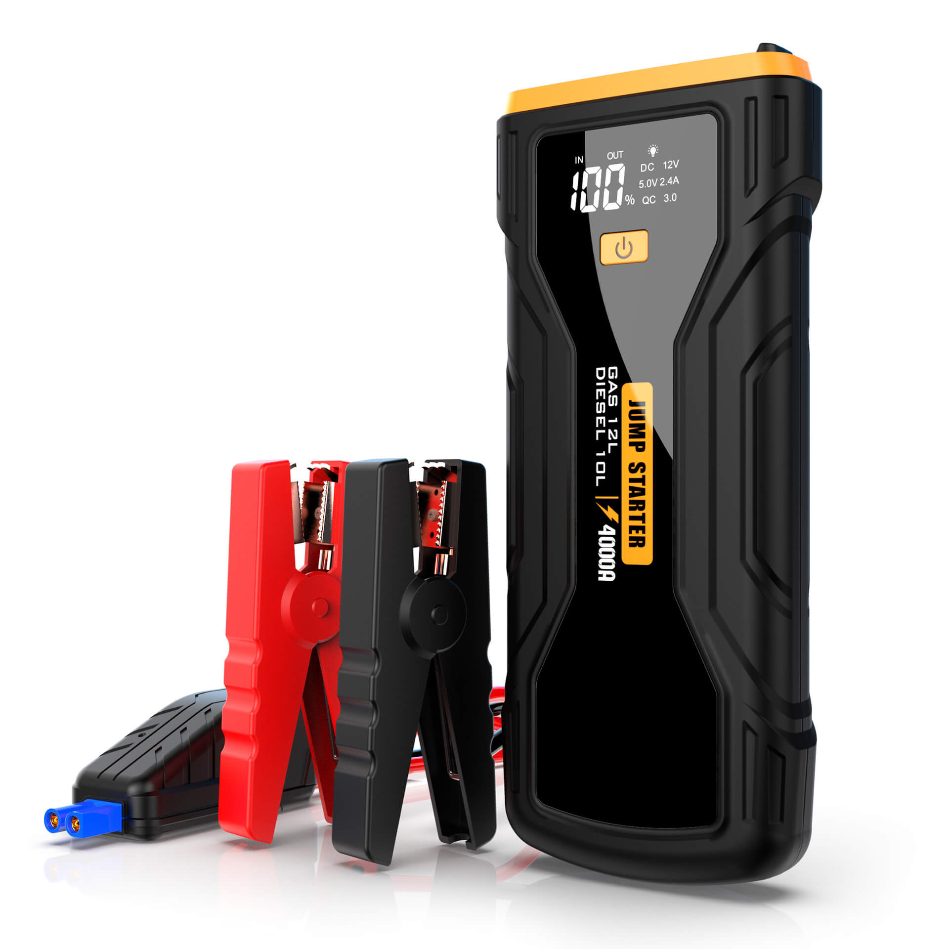 Portable 12V Car Emergency Jump Starter 24000mAh 2000A Starting Current with LED Lighting