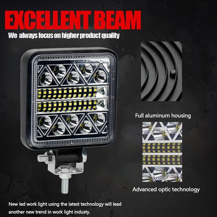 4" 102W 6000K 34 LED Car Work Light Round Square Car Light Suitable for 12V 24V Car Off-road Vehicle Truck SUV ATV
