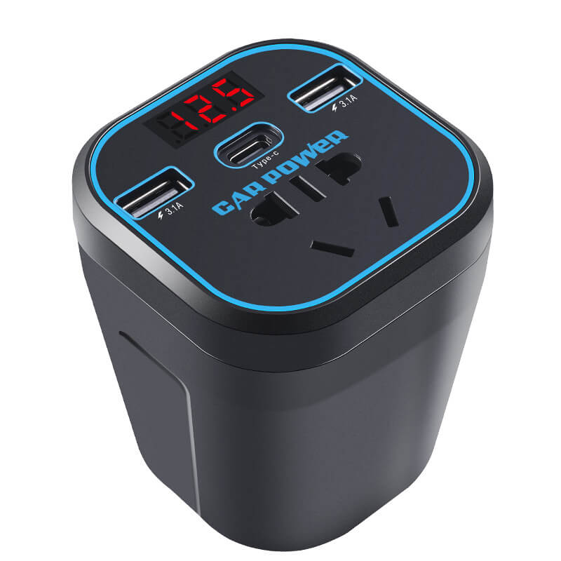 150W Car Inverter 12V/24V Universal To 110V/220V Car Multi-Function Charger Socket Car Power Converter Intelligent Voltage Display With USB Type-c