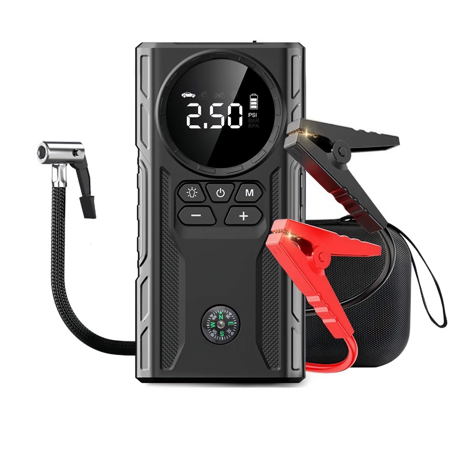 39800mAh Portable 12V Car Emergency Jump Starter Power Supply Air Pump Multi-function All-in-One LED Lighting Power Bank