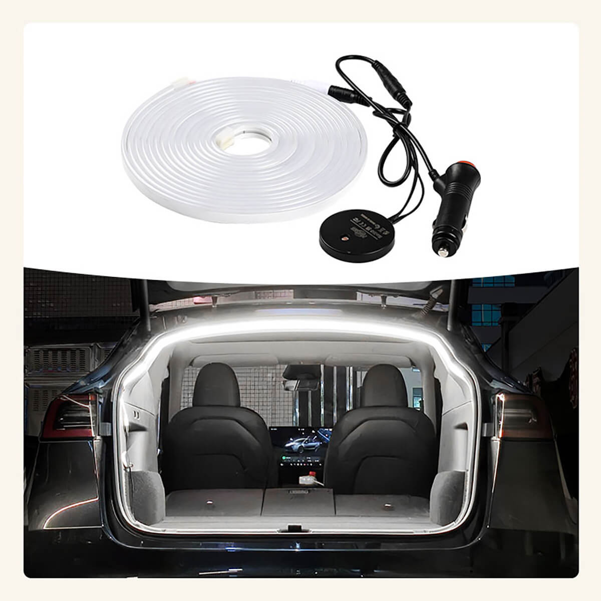 Tesla Model Y Trunk LED Atmosphere Light Lighting Automatic Switch Easy To Install Suitable For 2021-2024 Model Y