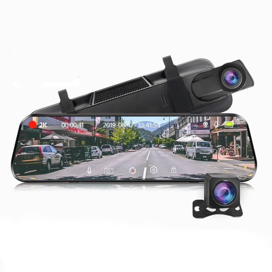 2K 10" Car Rearview Mirror Streaming DVR Front and Rear Dual  Camera HD Night Vision Camera With Wifi GPS