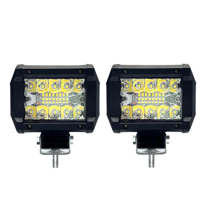 60W 4" A Pair LED Car Work Light 6000K Three-row Spotlight External Car Light Suitable For Off-road Vehicle SUV Truck