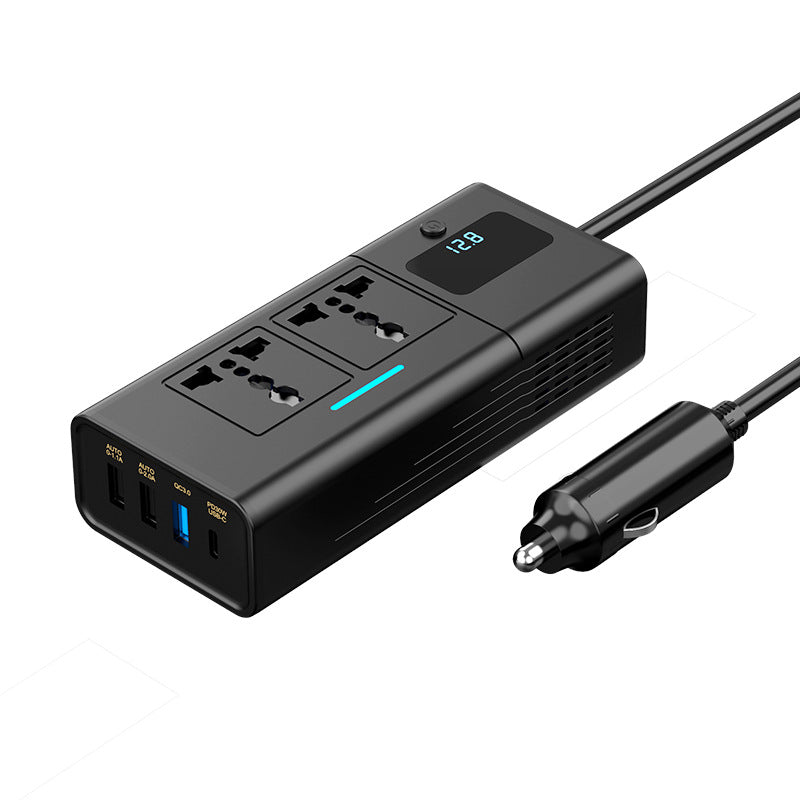200W Car Inverter DC 12V To AC 220V Power Converter Universal Socket With Digital Display USB Type-c