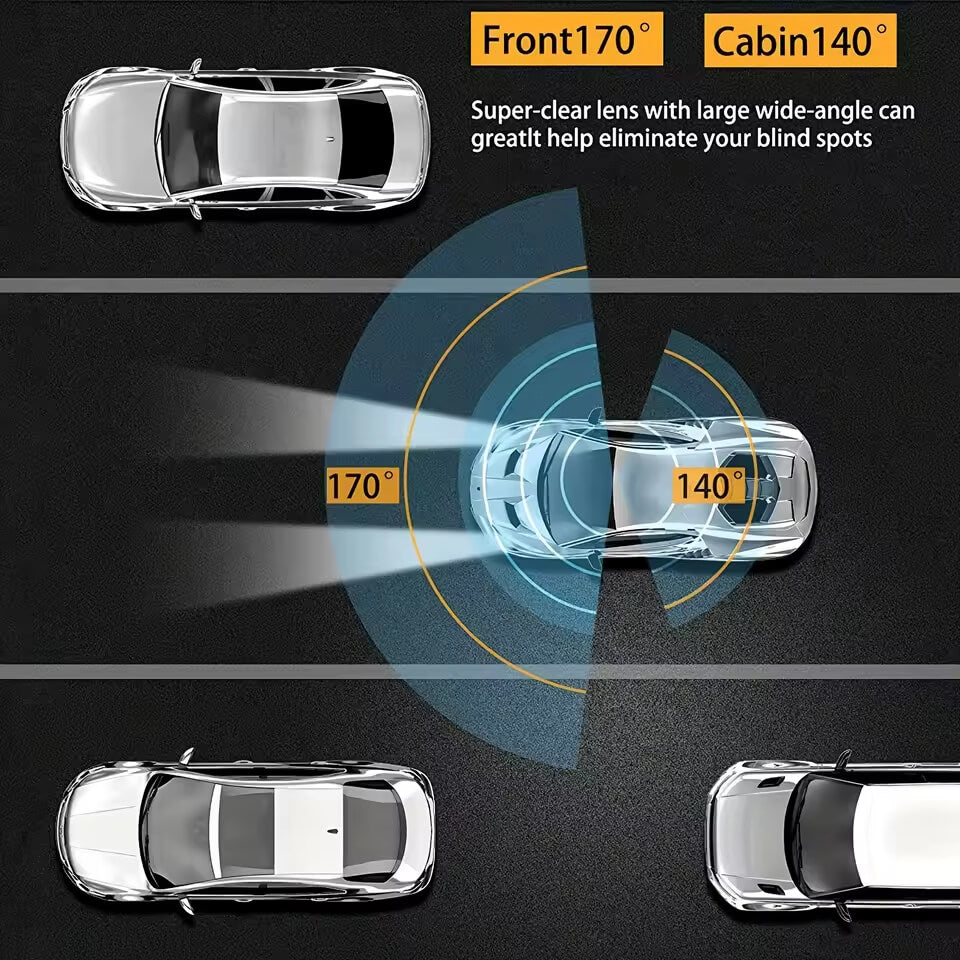 HD DVR All-in-one machine 1080P Dual Camera Dash Cam In Front Of The Car And Inside The Car Built-in WiFi