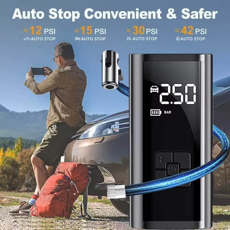 Portable Car Electric Air Pump with LED Lighting Intelligent Tire Pressure Detection