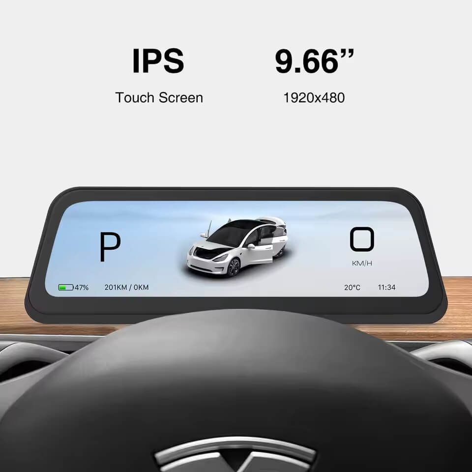 9.6" Tesla Model 3/ Y LCD Instrument Panel Display HUD Wireless Carplay