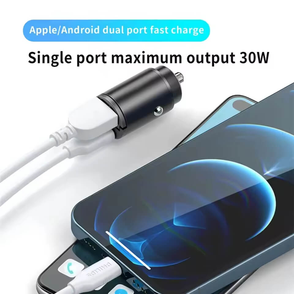 Aluminum Mini 100W PD QC Pull Ring Fast Charging Car Charger USB Type-C Car Phone Charger Adapter