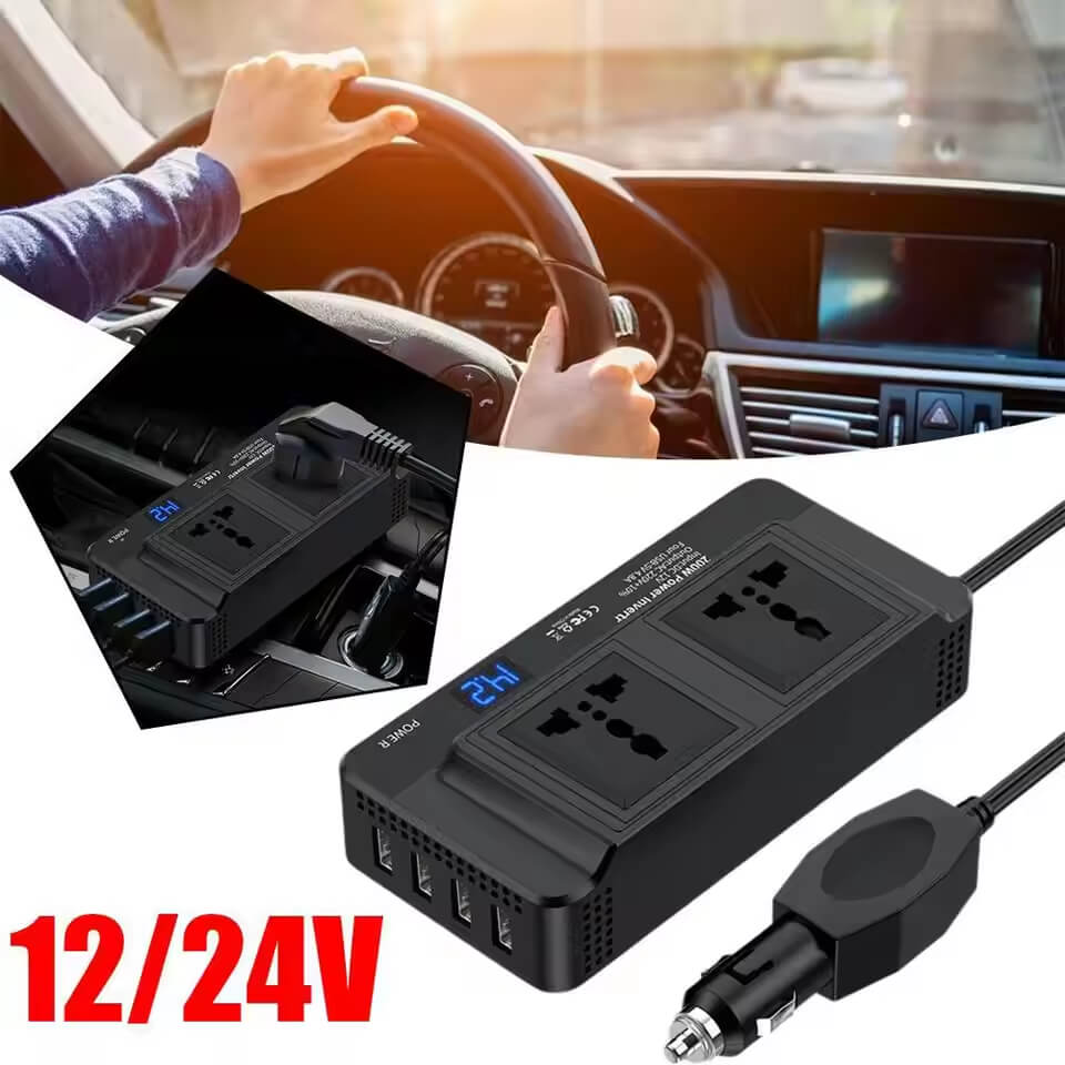 200W Car Inverter 12V/24V To 220V Power Converter Universal Standard Socket Car Inverter USB QC3.0 Fast Charging Ports
