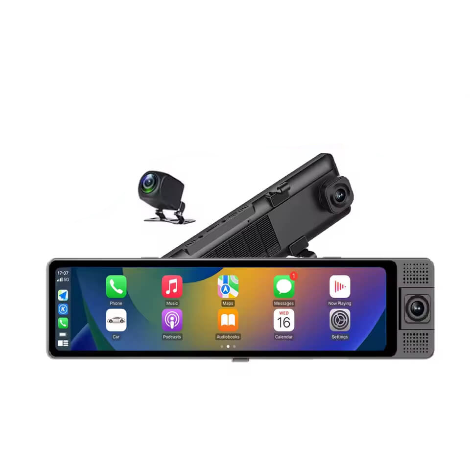 Triple Lens 4G Android 13 System 4+64GB Memory 12 Inch Large Wireless Carplay And Android Auto With GPS Navigator