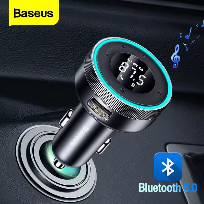 Baseus Car FM Transmitter Wireless Bluetooth 5.0 USB Fast Charger Auto Aux Radio Mp3 Player