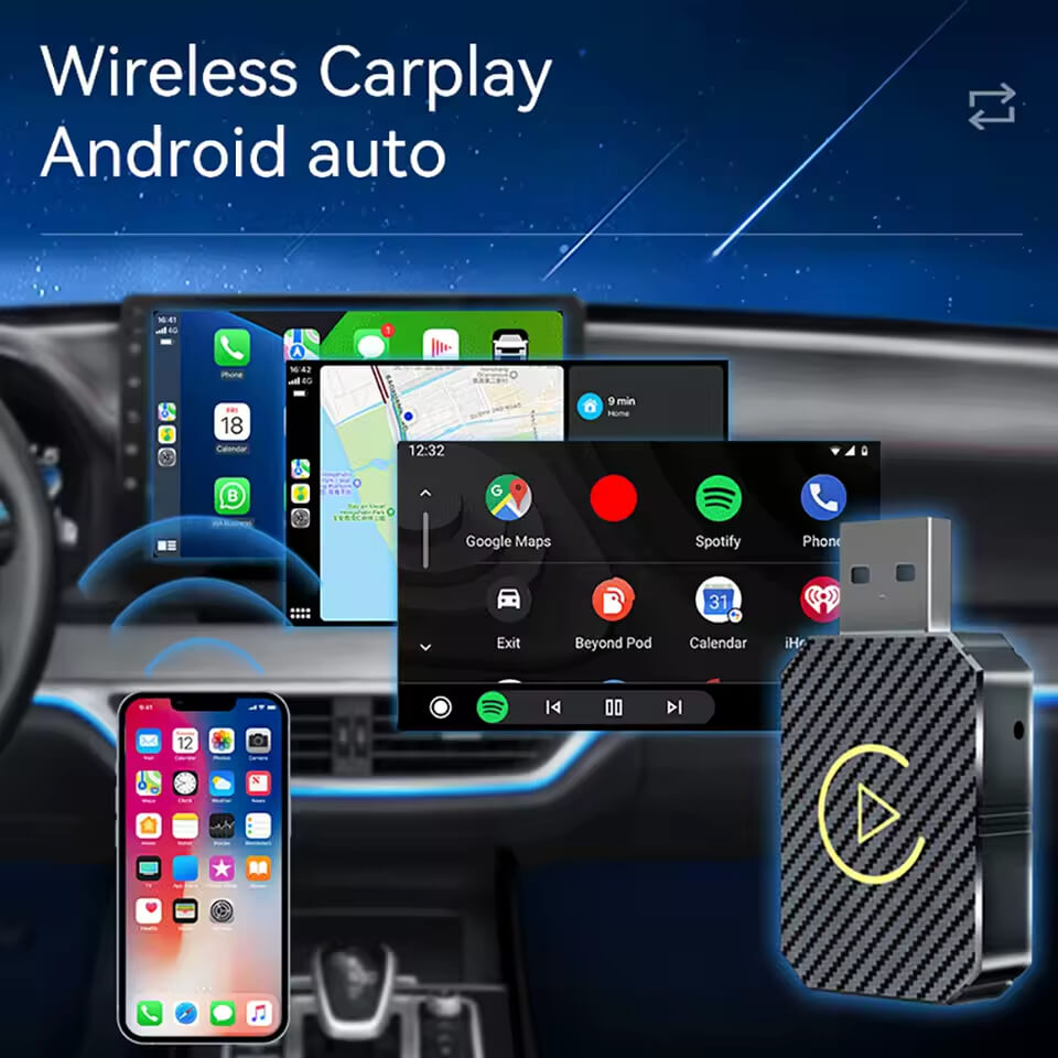 Car Wireless Carplay Android Auto USB Adapter USB Car Dongle Plug and Play CarPlay AI Box BT for Wired CarPlay/Android Auto Cars