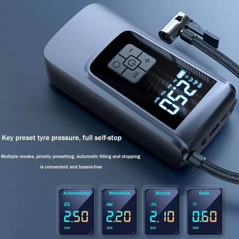 Wireless Car Portable Electric Inflator with Intelligent Digital Display for Car Motorcycles Bicycle Ball