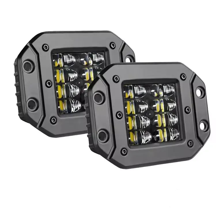 5 Inch 24W 8 Lights 6000K One Pair Aluminum Alloy LED Recessed Car Work Lights for Jeep Car Van Truck Boat